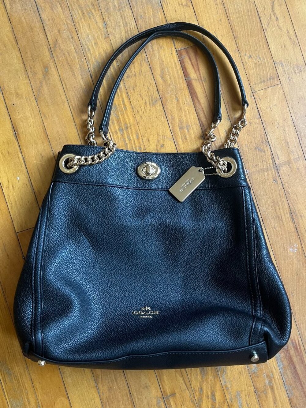 Leather Coach Purse with Gold Hardware